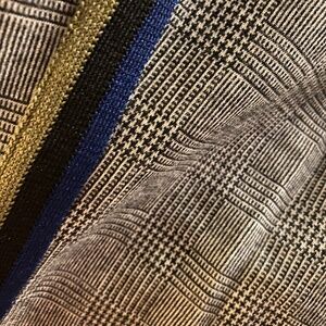 Anthropologie Black and Gold Checkered Joggers